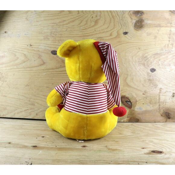 Disney Plush Winnie the Pooh Plush Yellow Red Honey Pot Sleepwear Vintage 17" - Picture 3 of 5